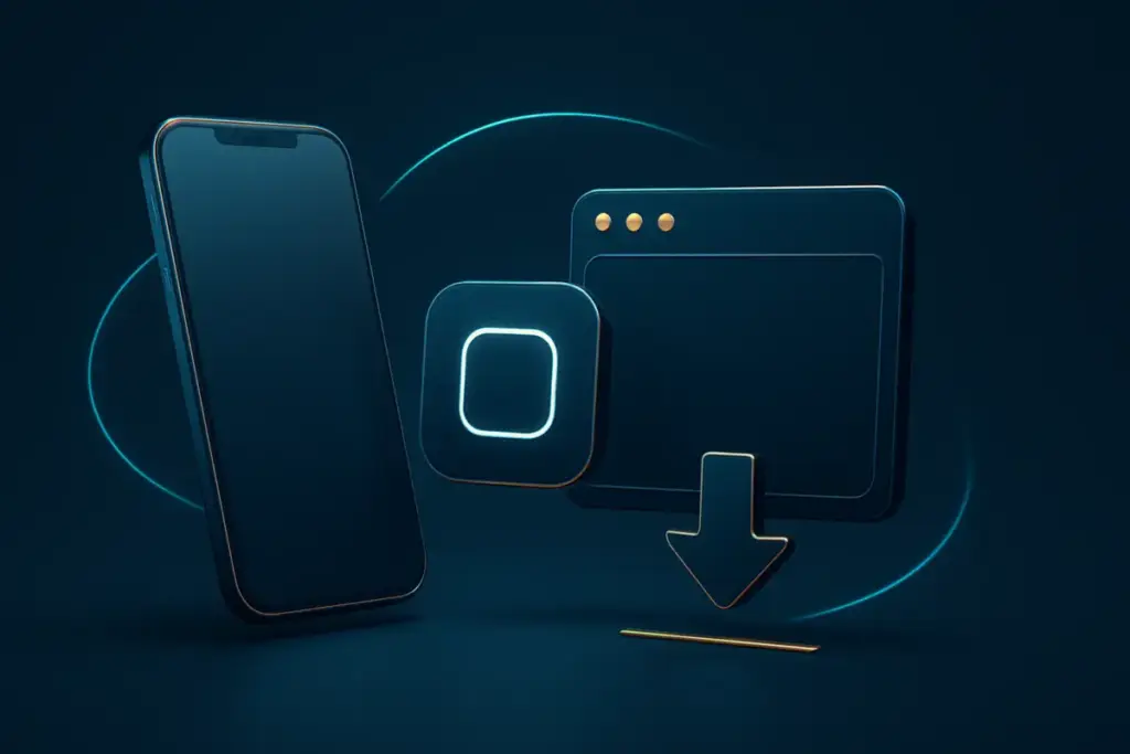 669Q phone showing app icon beside a browser window for 66 9q access
